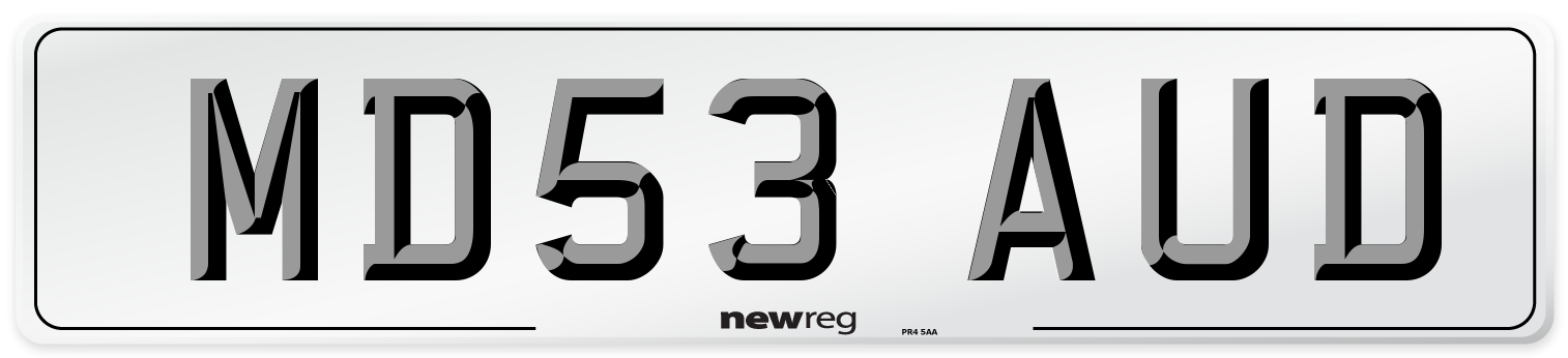 MD53 AUD Number Plate from New Reg